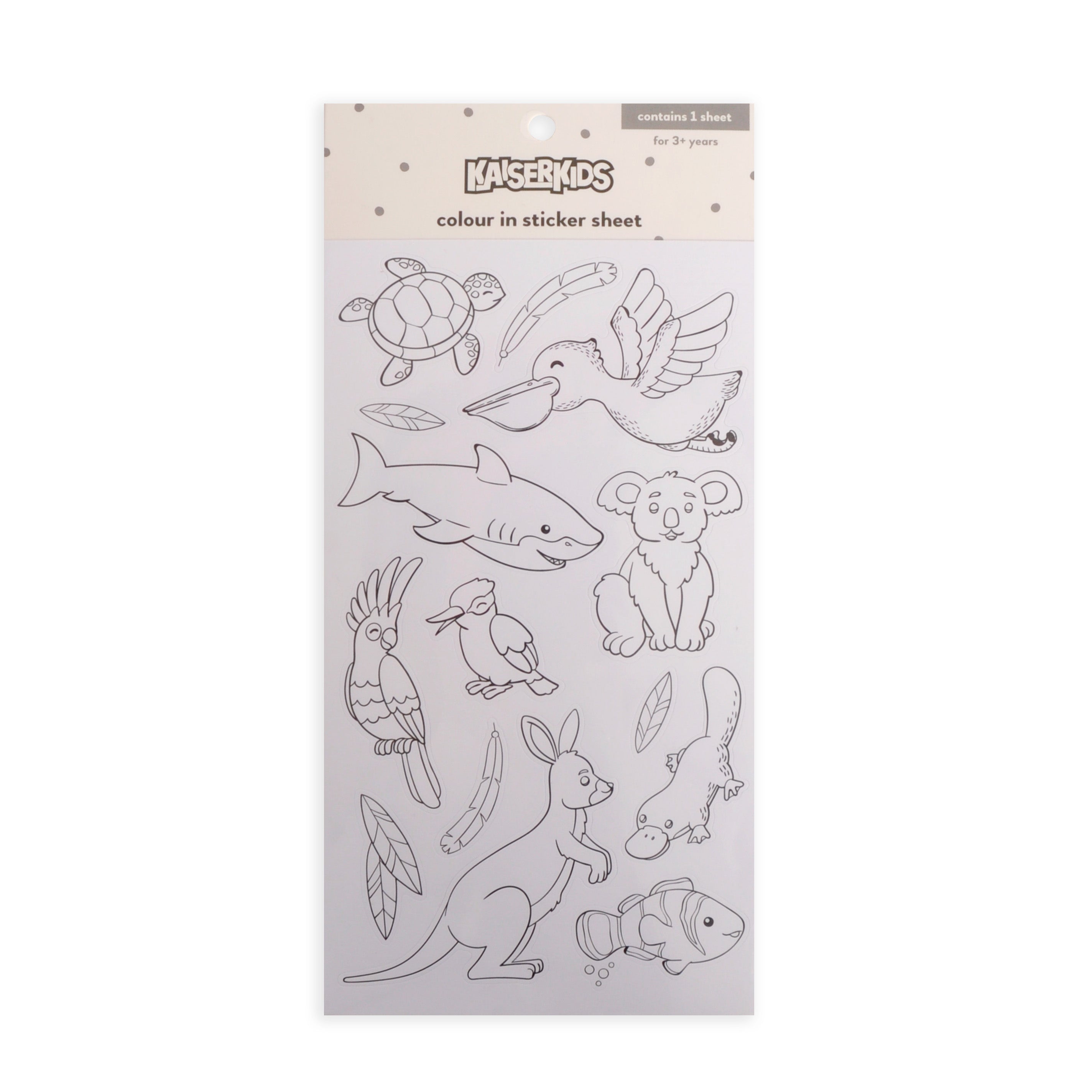 Kaiser Creative Club - Kids Sticker Sheet Colour In - AUSSIE